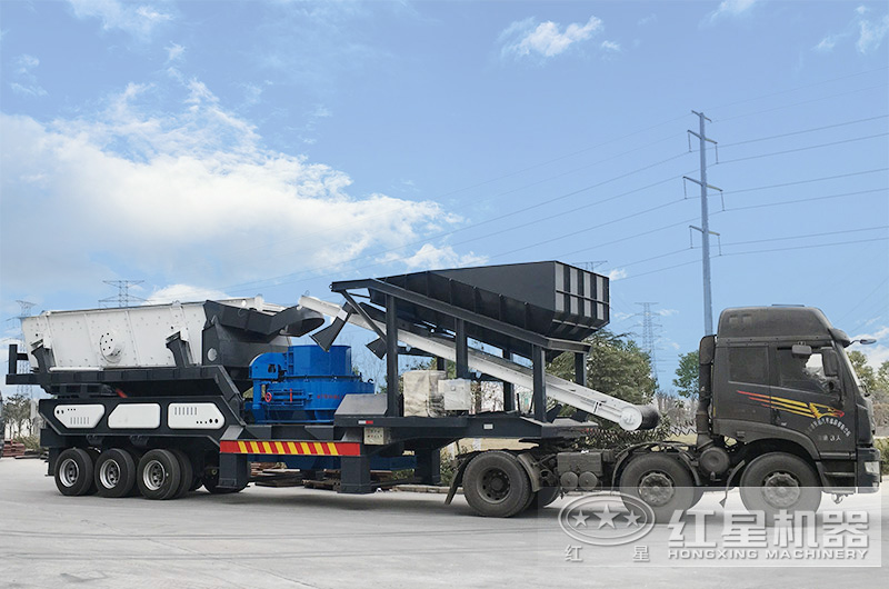 輪胎式移動車載打砂機(jī)，車頭拉著走，輕松上路安裝便捷